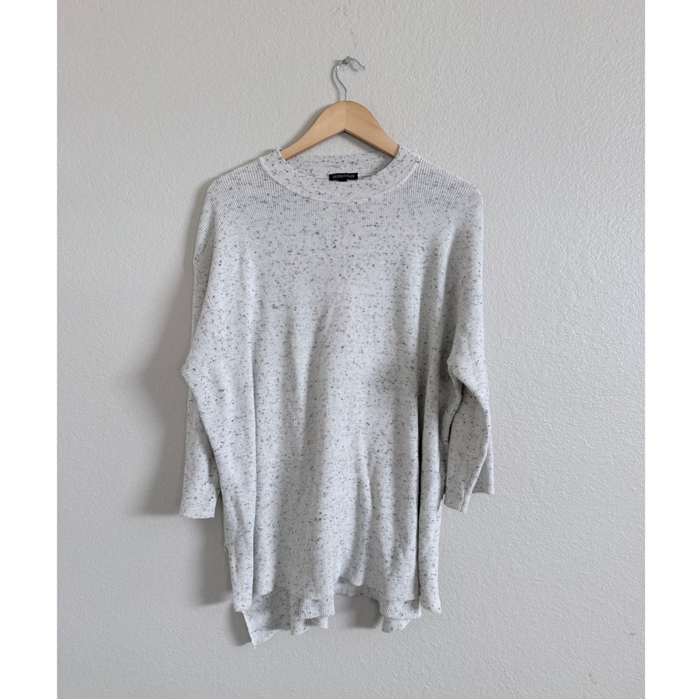 $248 Eileen Fisher Organic Cotton Speckle Crew Neck Tunic Sweater Large